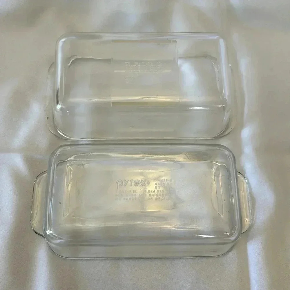 Pyrex 213-R Clear Glass Loaf Pans Bakeware Casserole Dishes Set of 2 - Picture 7 of 9